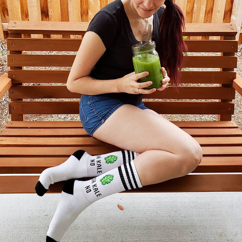 K. Bell Socks HOTSOX Women's Oh Kale No Crew Socks White