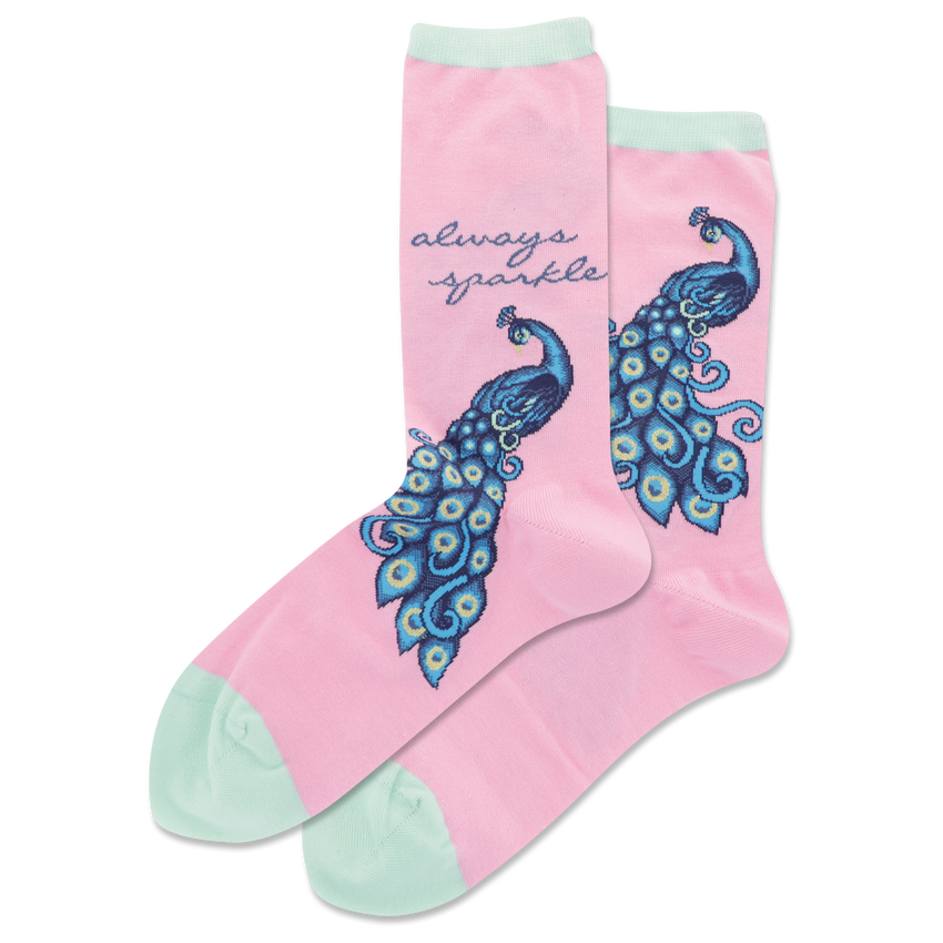 k. bell socks HOTSOX Women's Peacock Crew Socks Pink