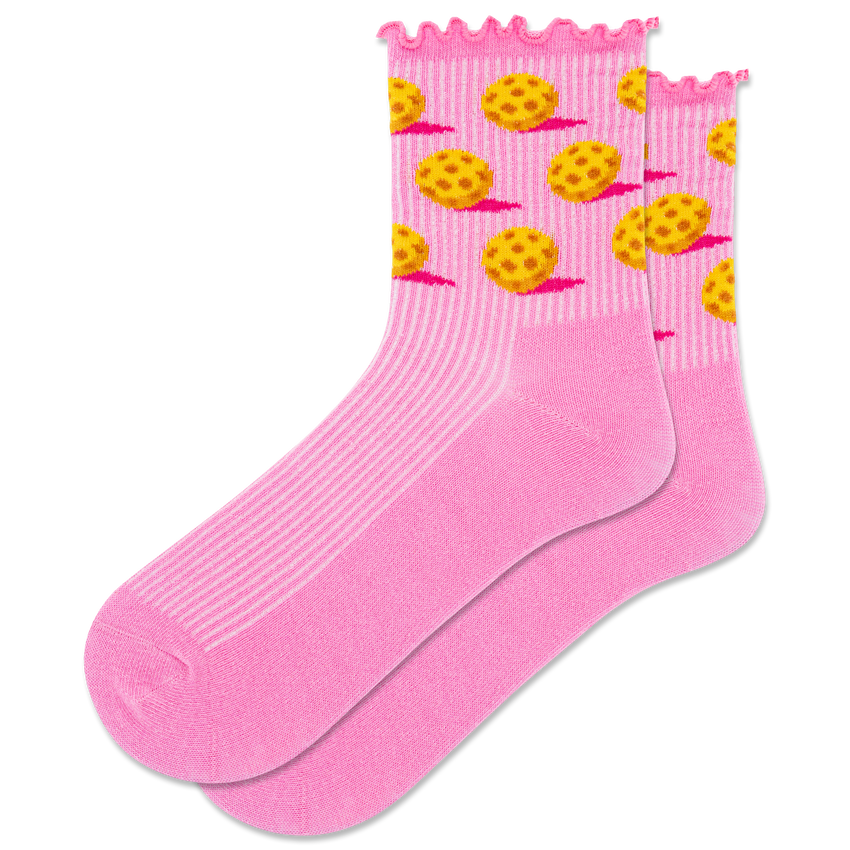 k. bell socks HOTSOX Women's Pickleball Lettuce Edge Crew Socks Rose