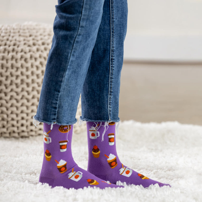 K. Bell Socks HOTSOX Women's Pumpkin Spice Crew Socks Black