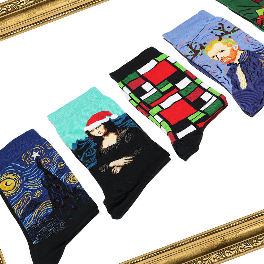 K. Bell Socks HOTSOX Women's Reindeer Van Gogh Crew Socks Blue