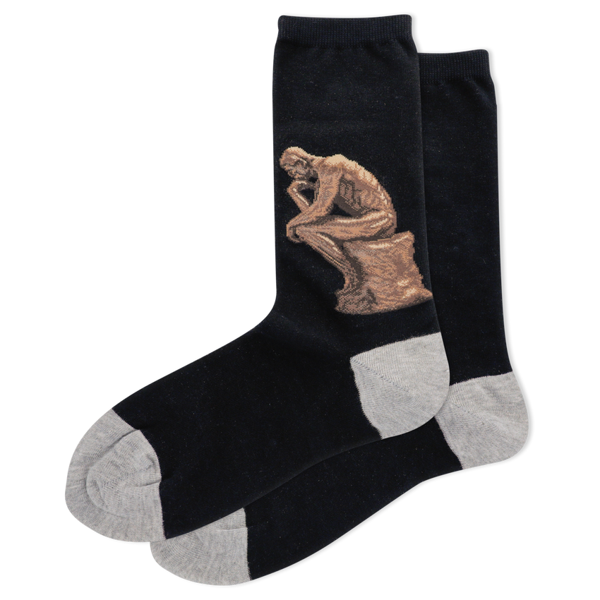 k. bell socks HOTSOX Women's The Thinker Crew Socks Black