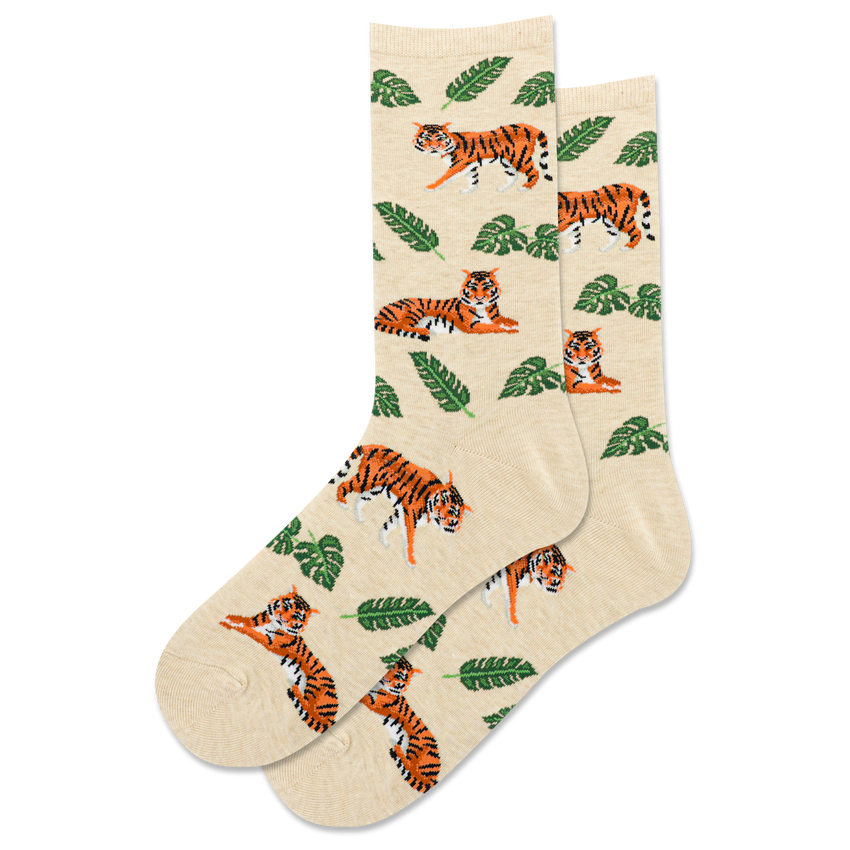 k. bell socks HOTSOX Women's Tigers Crew Socks Off-White