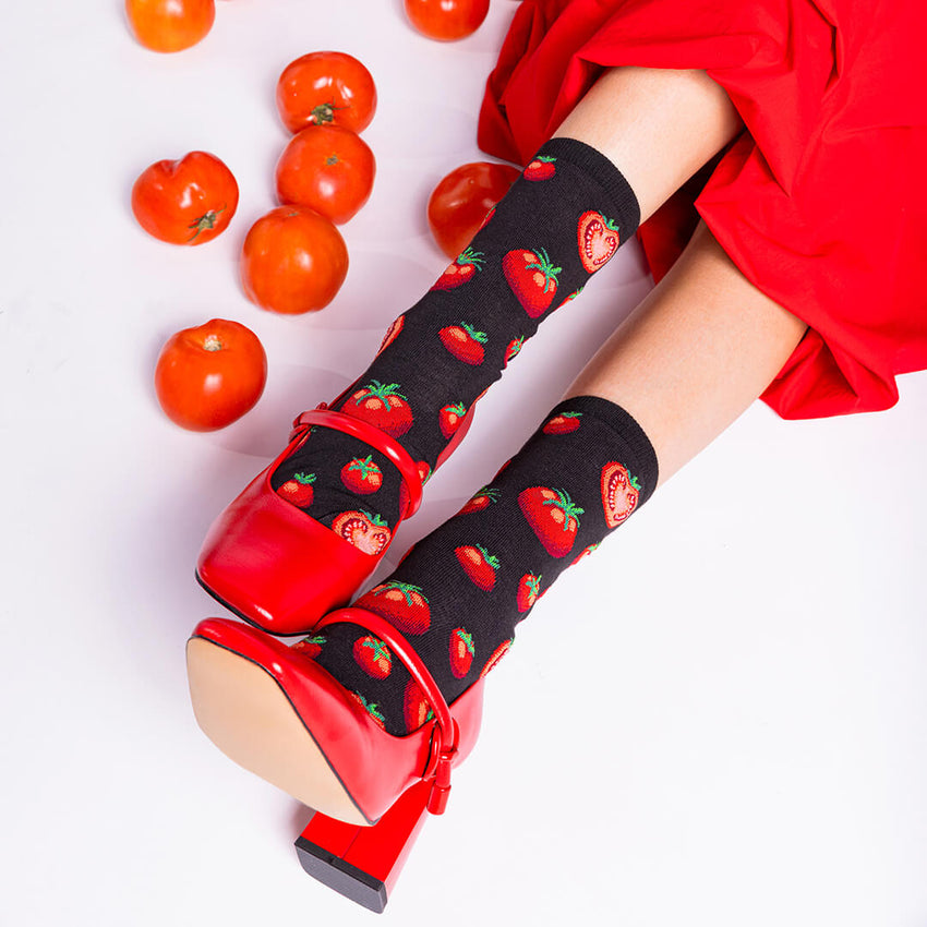 K. Bell Socks HOTSOX Women's Tomatos Crew Socks Black