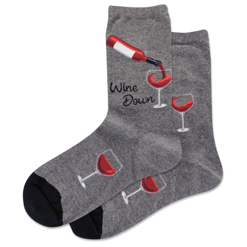 k. bell socks HOTSOX Women's Wine Down Crew Socks Gray