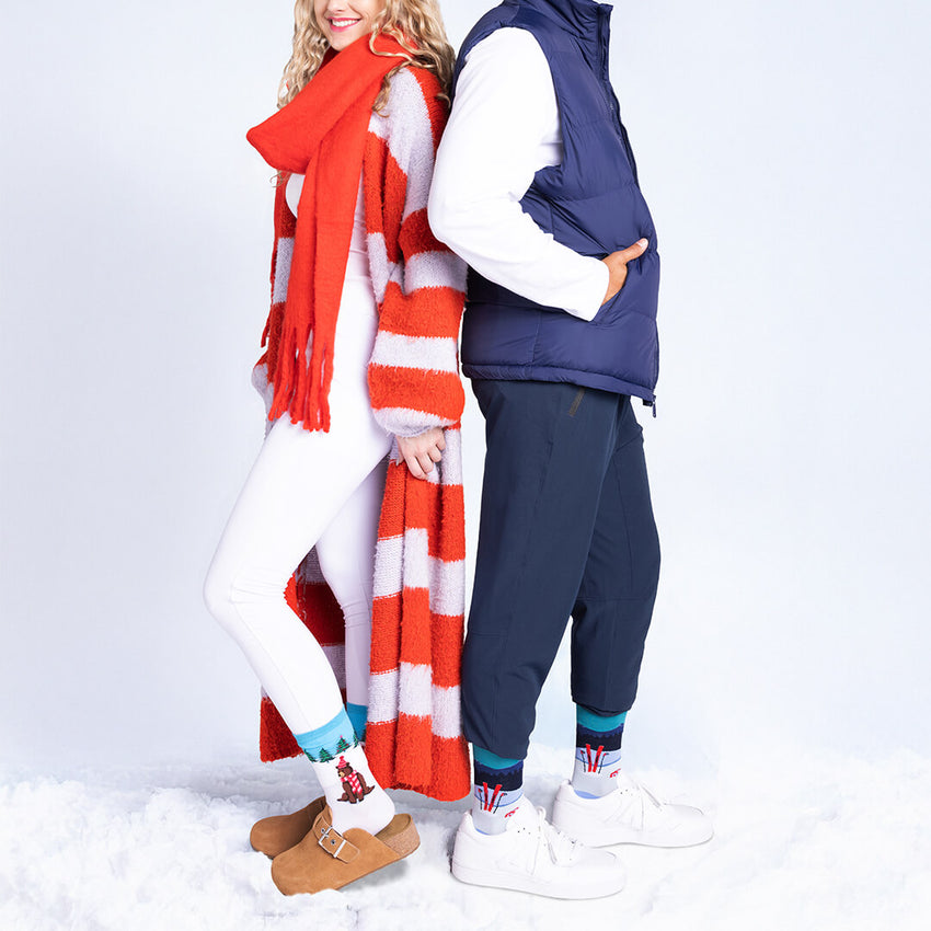 K. Bell Socks HOTSOX Women's Winter Bear Crew Socks White