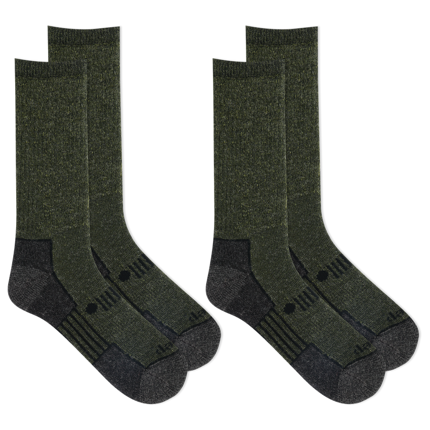 k. bell socks Jeep® Men's Heavy Duty Wool Crew Socks 2 Pair Pack Made in USA - Cushioned Comfort GREEN