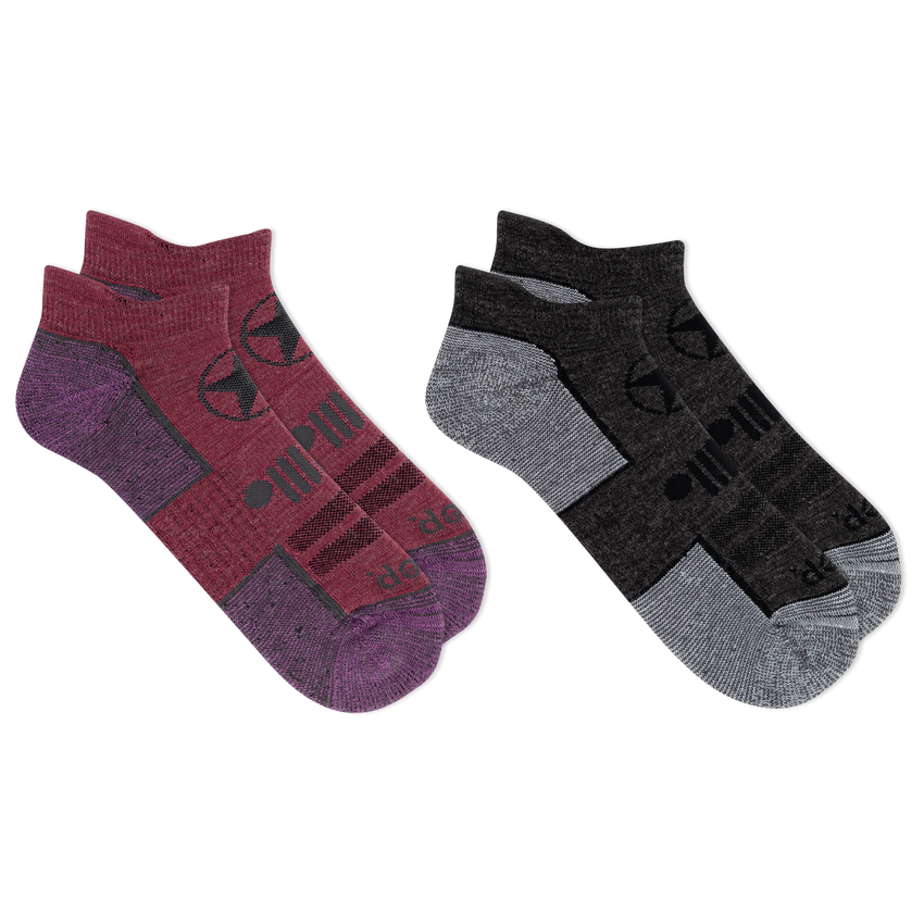 k. bell socks Jeep® Women's Wool Blend Trail No Show Socks 2 Pair Pack - Breathable Cushioned Comfort PINK