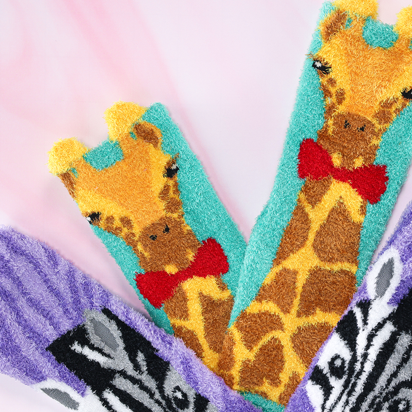 K. Bell Socks K.Bell Kids' Giraffe Cozy Crew Socks Lagoon Blue