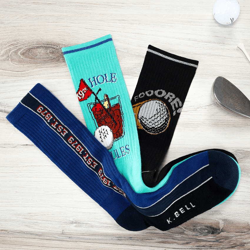 K. Bell Socks K.Bell Men's Active Fooore Golf Crew Socks Black