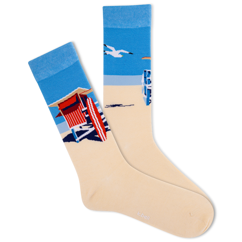k. bell socks K.Bell Men's Beach Hut Crew Socks Blue