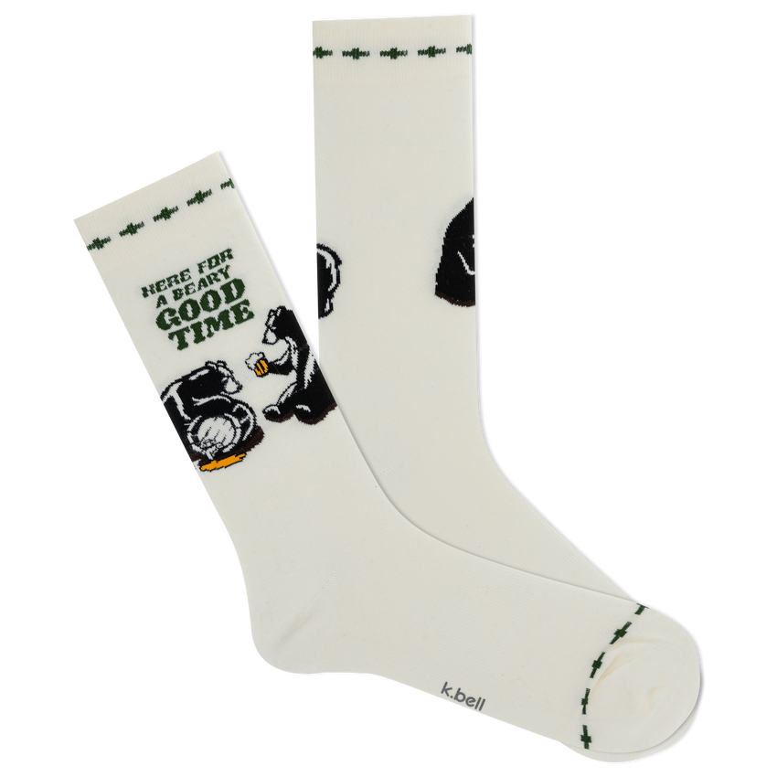 k. bell socks K.Bell Men's Beary Good Time Crew Socks Linen