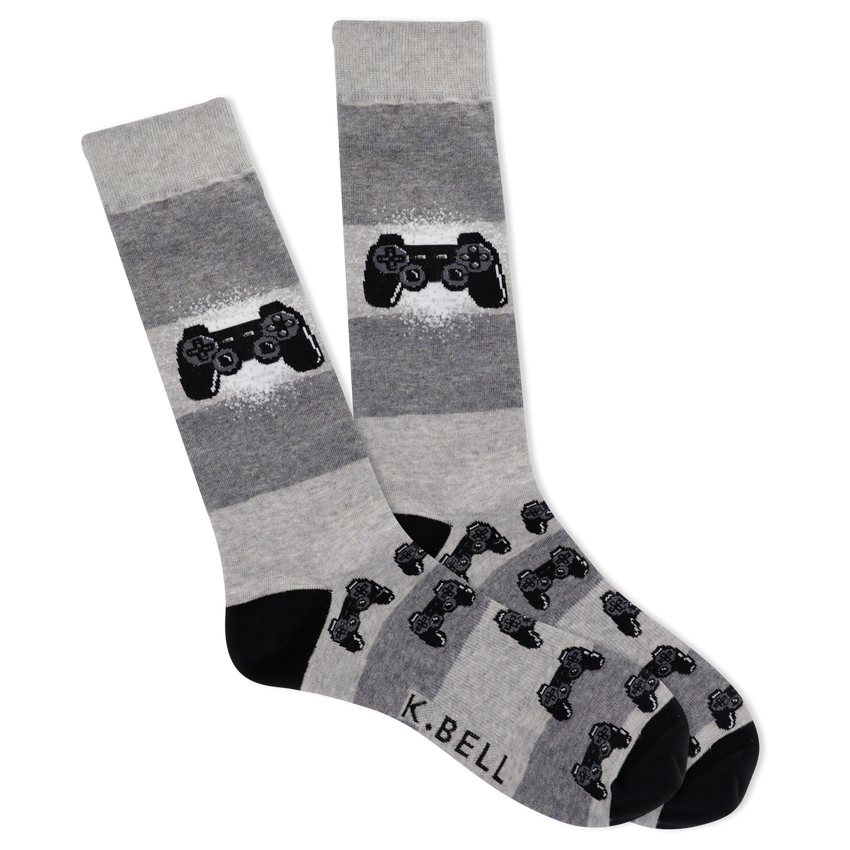 K. Bell Socks K.Bell Men's Born To Game Crew Socks Gray Heather