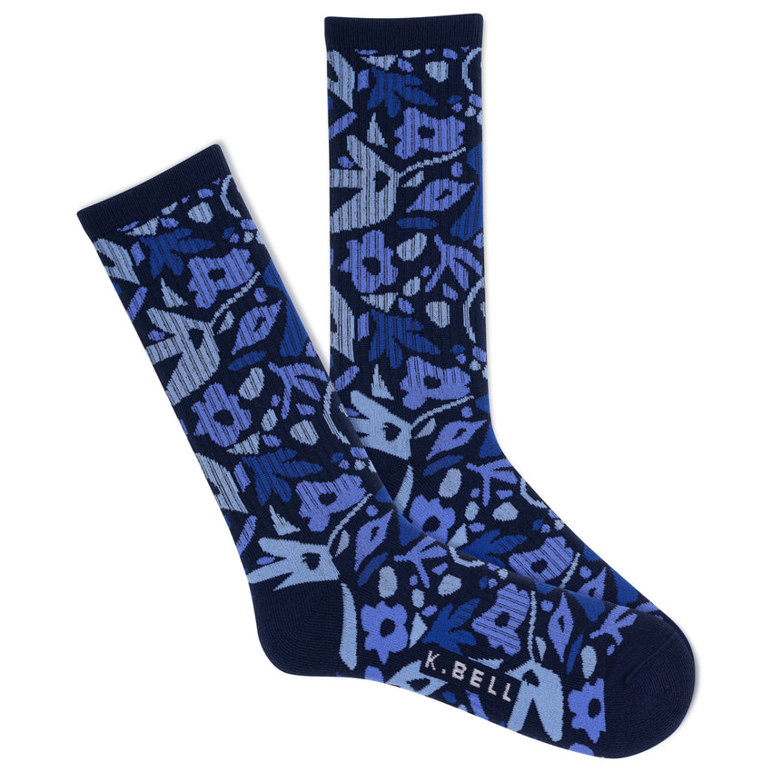 k. bell socks K.Bell Men's Camo Floral Active Crew Socks Navy