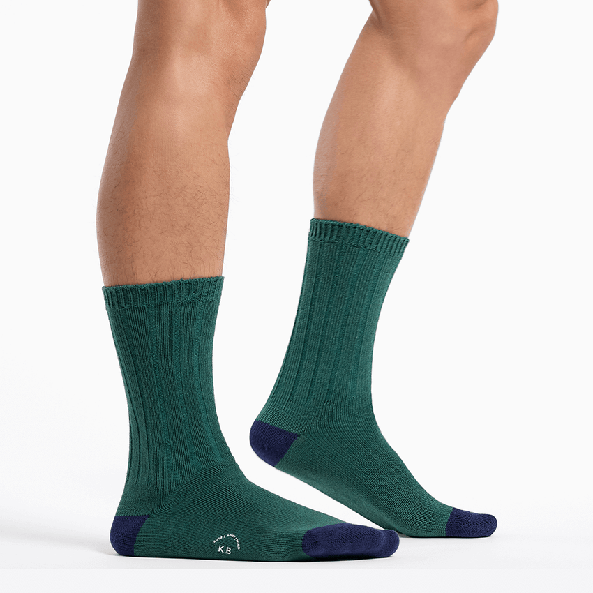 K. Bell Socks K.Bell Men's Classic Comfort Fit Ribbed Crew Socks Green