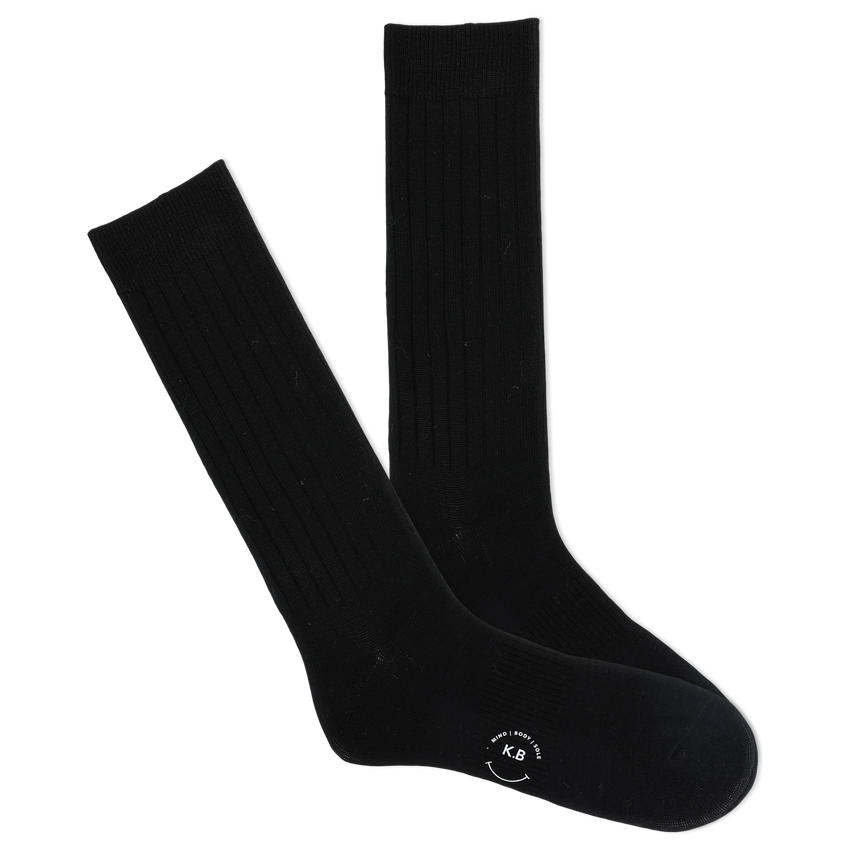 k. bell socks K.Bell Men's Classic Comfort Fit Wool Blend Ribbed Crew Socks Black