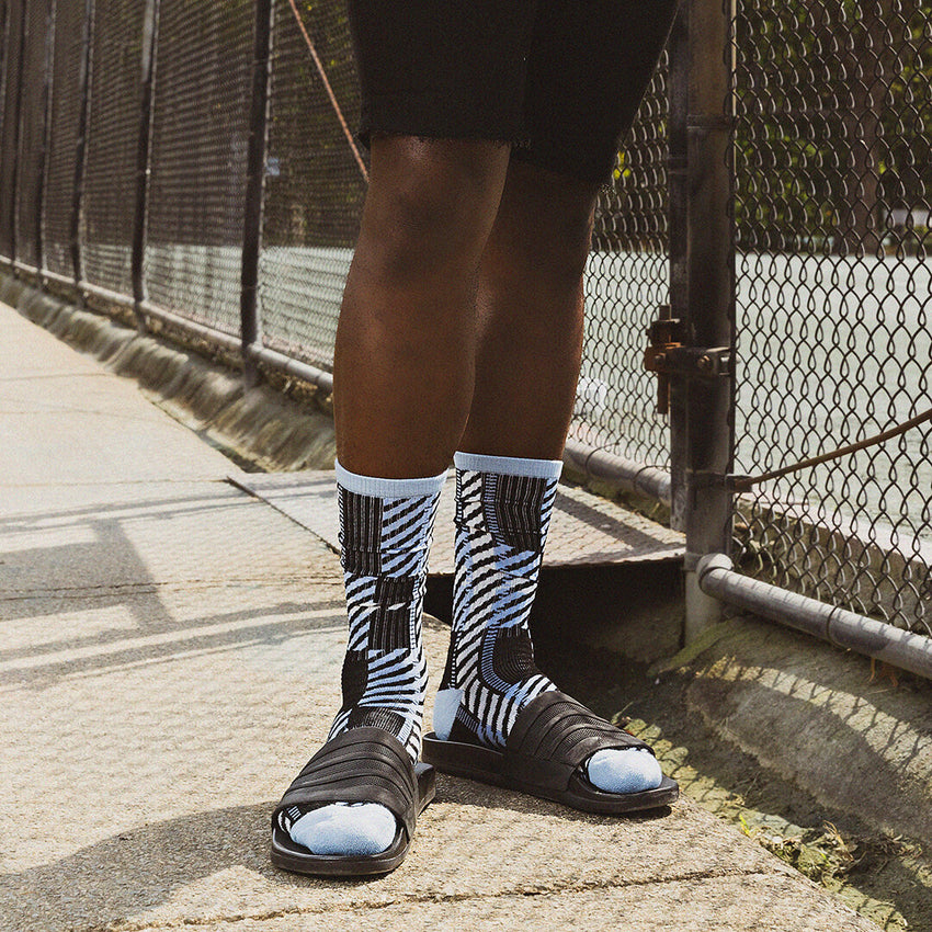 K. Bell Socks K.Bell Men's Frances Plaid Active Crew Socks Soft Blue