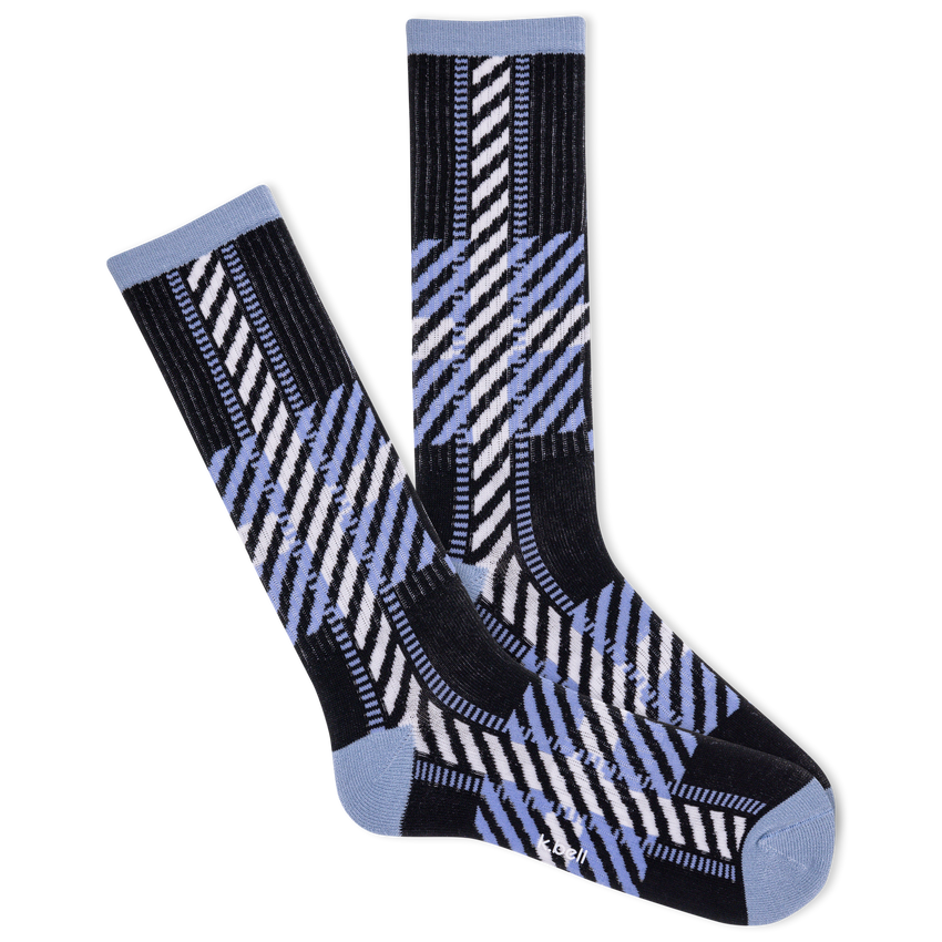 k. bell socks K.Bell Men's Frances Plaid Active Crew Socks Soft Blue