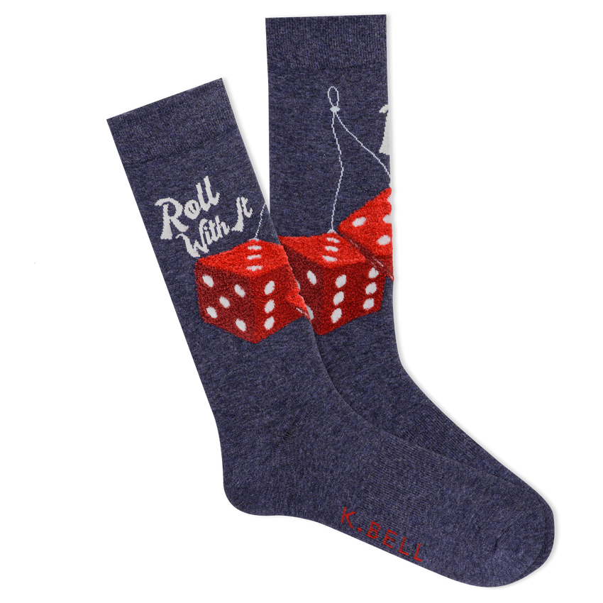 k. bell socks K.Bell Men's Fuzzy Dice Crew Socks Denim Heather