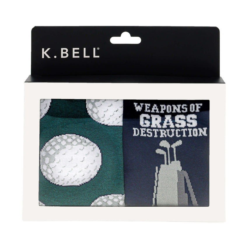 K. Bell Socks K.Bell Men's Golf Ball Repeat Crew Socks 2 Pack Navy