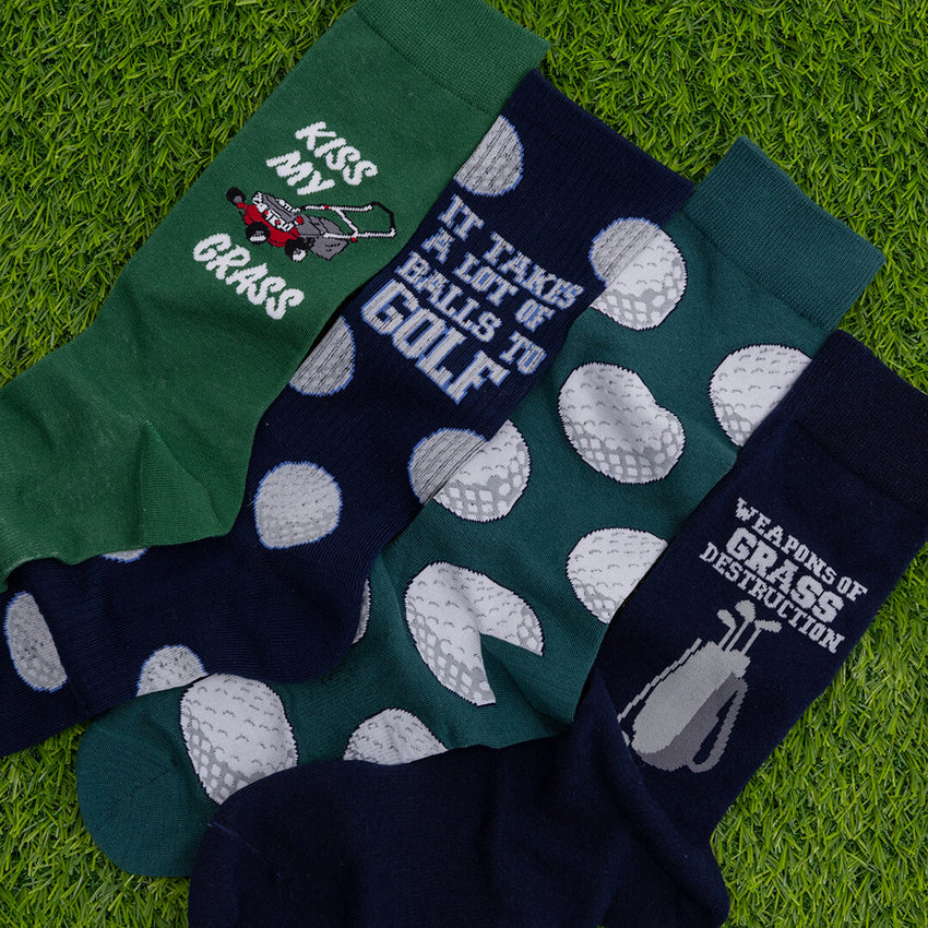 K. Bell Socks K.Bell Men's Golf Ball Repeat Crew Socks 2 Pack Navy