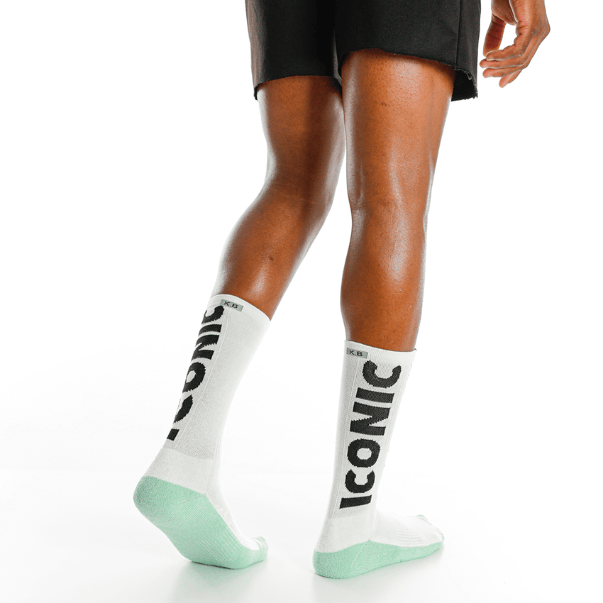 K. Bell Socks K.Bell Men's K.B Athletic Iconic Crew Socks White