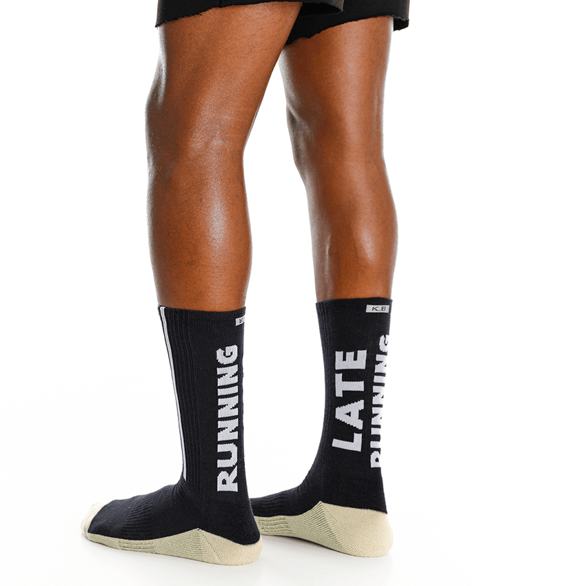 K. Bell Socks K.Bell Men's K.B Athletic Running Late Crew Socks Black