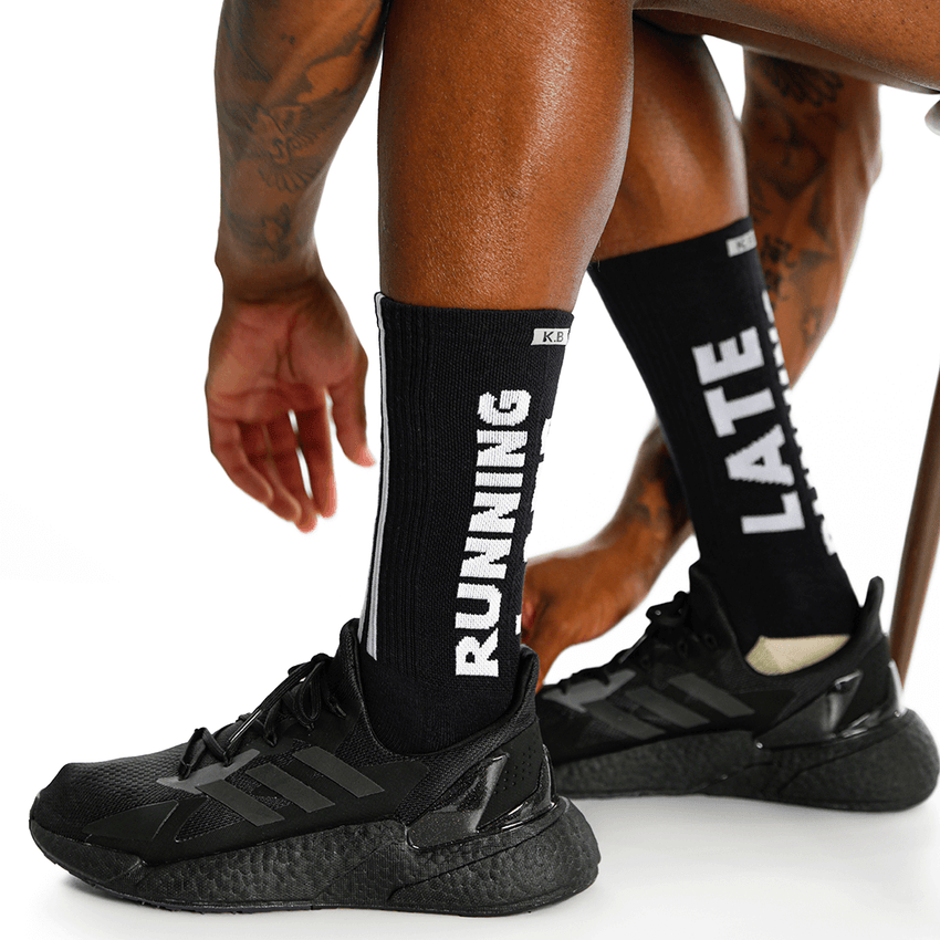 K. Bell Socks K.Bell Men's K.B Athletic Running Late Crew Socks Black