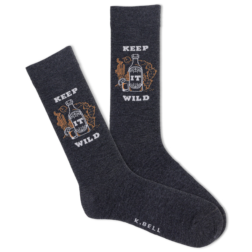 k. bell socks K.Bell Men's Keep It Wild Crew Socks Black Heather