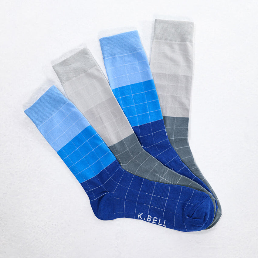 K. Bell Socks K.Bell Men's Pool Tiles Crew Socks Blue