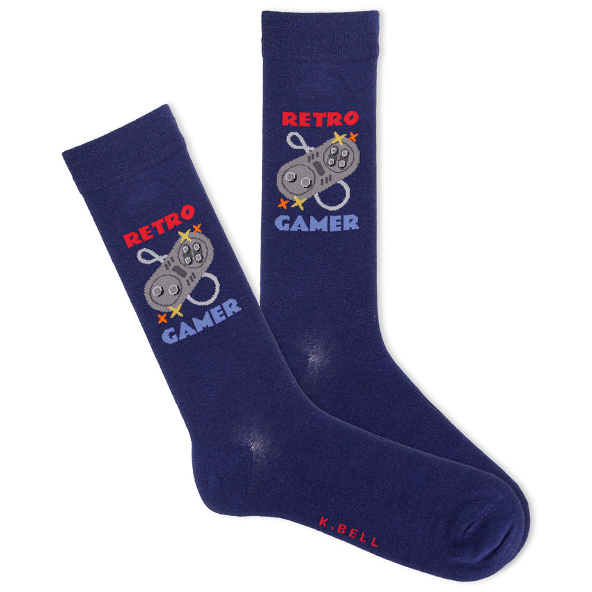 k. bell socks K.Bell Men's Retro Gamer Crew Socks Blue