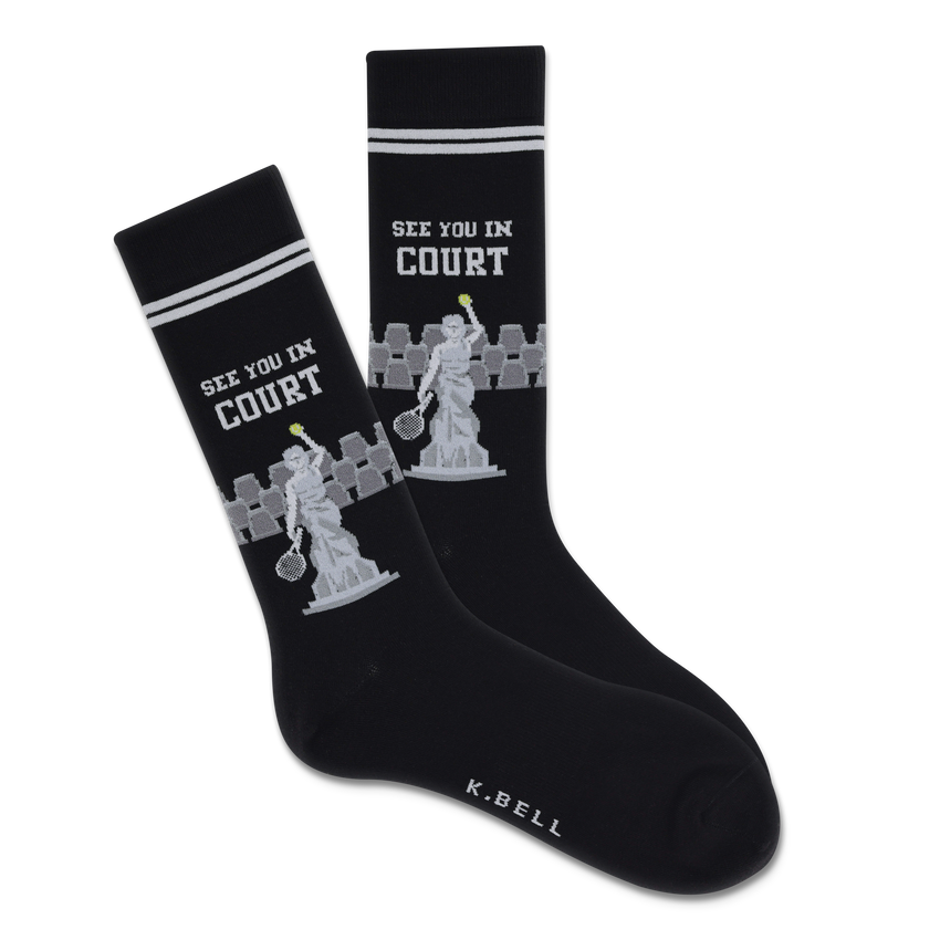 k. bell socks K.Bell Men's See You In Court Active Crew Socks Black