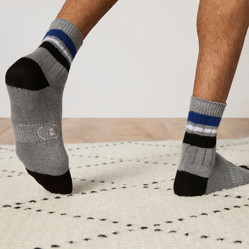K. Bell Socks K.Bell Men's Striped Ribbed Short Crew Socks Gray