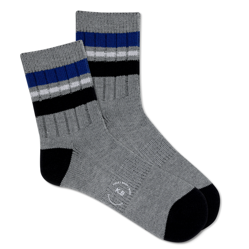 k. bell socks K.Bell Men's Striped Ribbed Short Crew Socks Gray