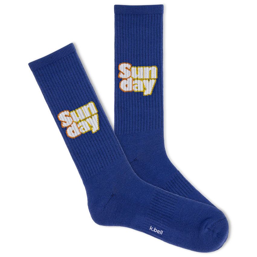 k. bell socks K.Bell Men's Sunday Funday Active Crew Socks Cobalt Blue