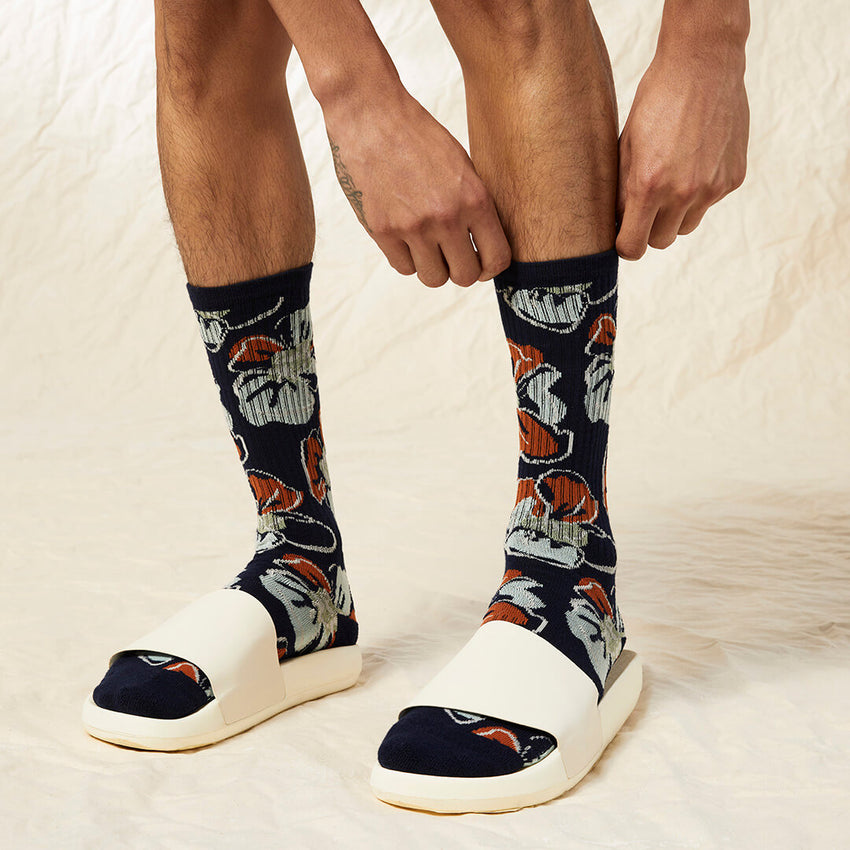 K. Bell Socks K.Bell Men's Tropical Floral Active Crew Socks Navy