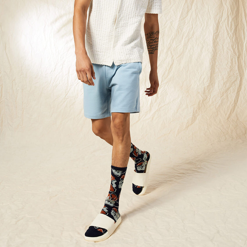 K. Bell Socks K.Bell Men's Tropical Floral Active Crew Socks Navy