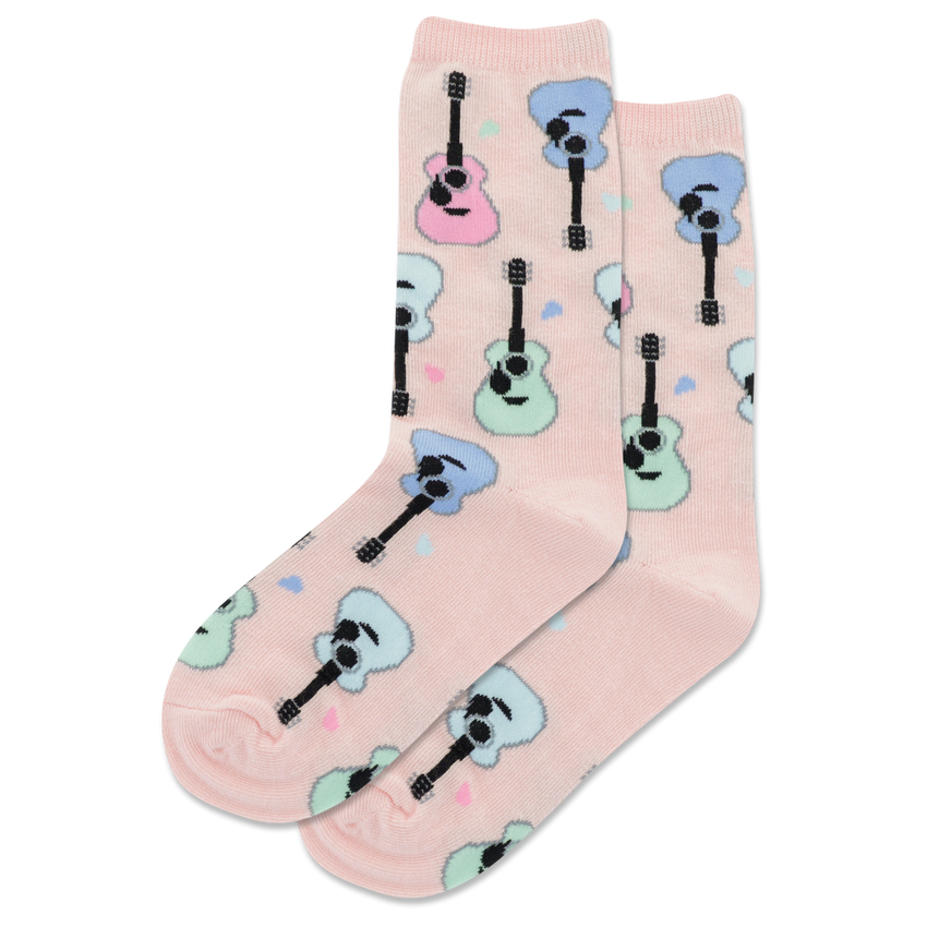 k. bell socks HOTSOX Kid's Guitars Crew Socks Blush