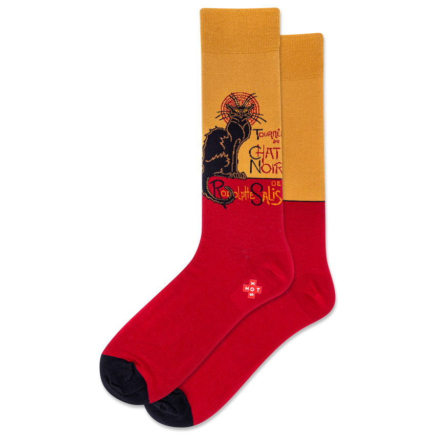 k. bell socks HOTSOX Men's Chat Noir Crew Socks Tan