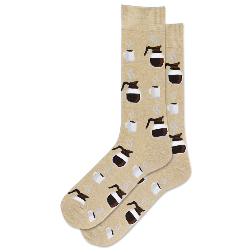 k. bell socks HOTSOX Men's Coffee Crew Socks Tan