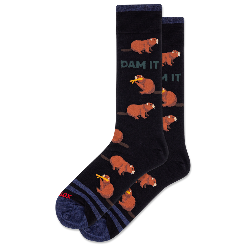 k. bell socks HOTSOX Men's Dam It Crew Socks Black
