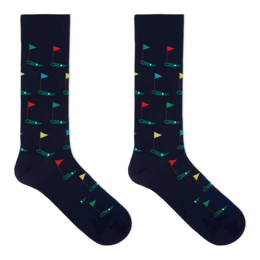 k. bell socks HOTSOX Men's Golf Crew Socks Navy
