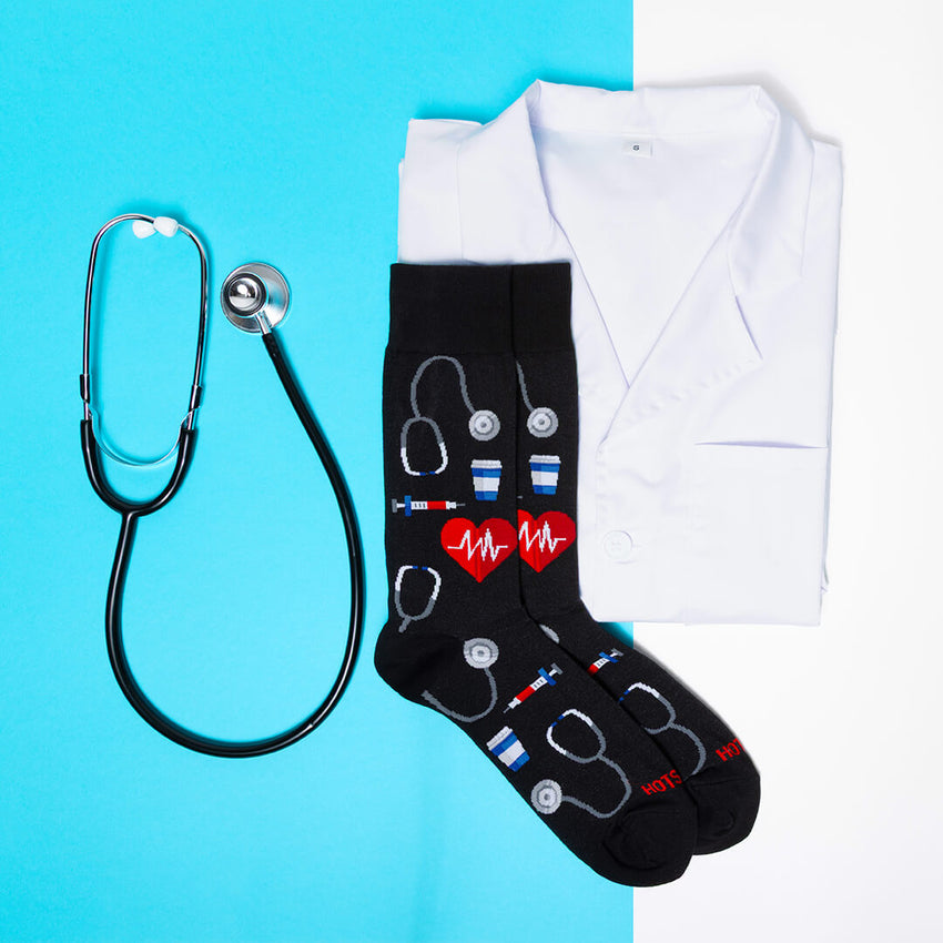 K. Bell Socks HOTSOX Men's Medical Crew Socks Black