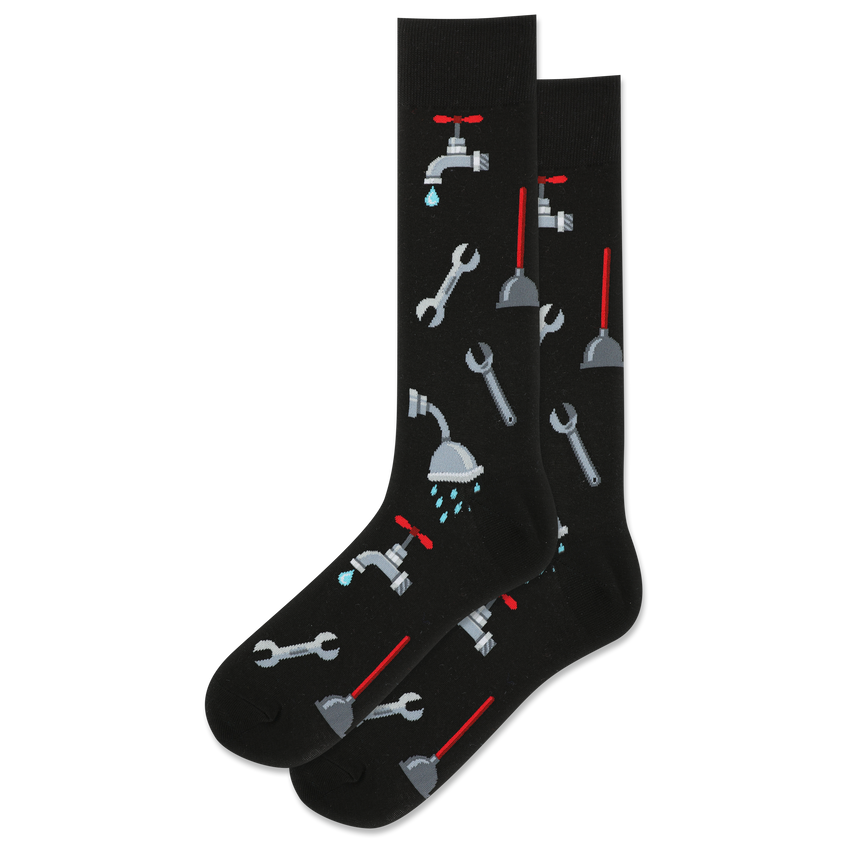k. bell socks HOTSOX Men's Plumber Crew Socks Black