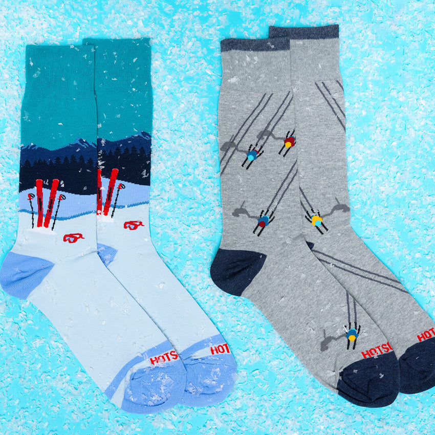 K. Bell Socks HOTSOX Men's Skiing Crew Socks Blue