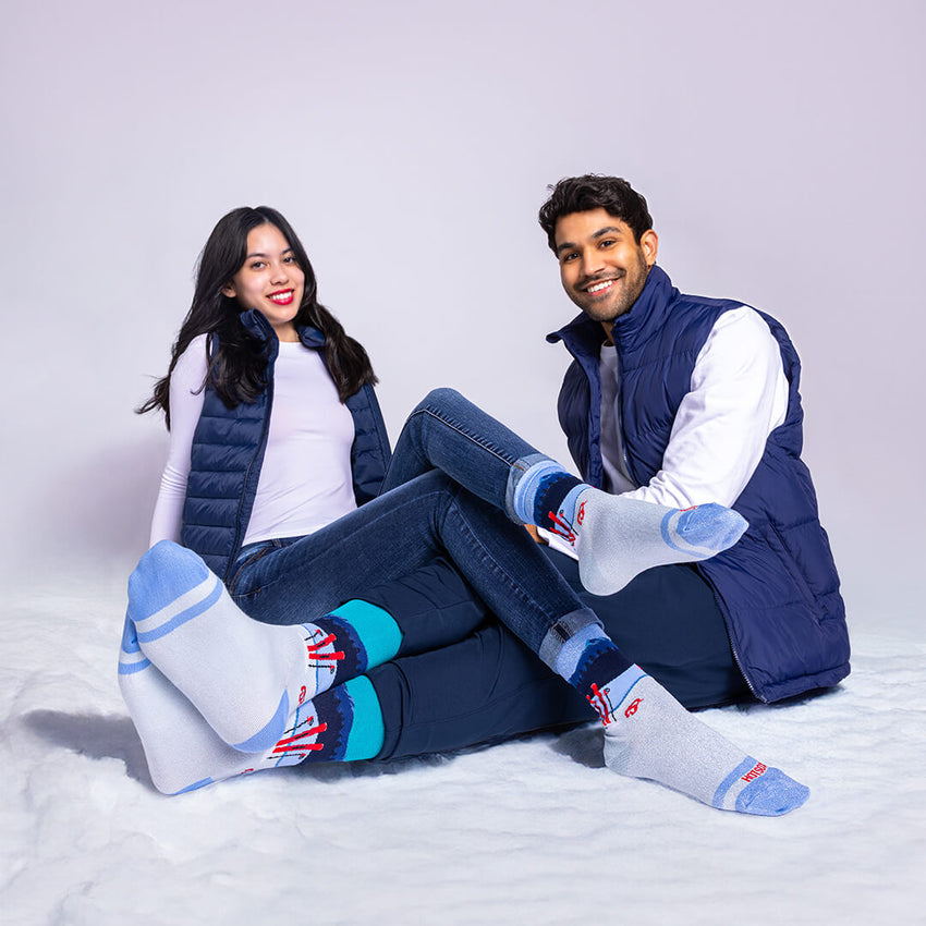 K. Bell Socks HOTSOX Men's Skiing Crew Socks Blue