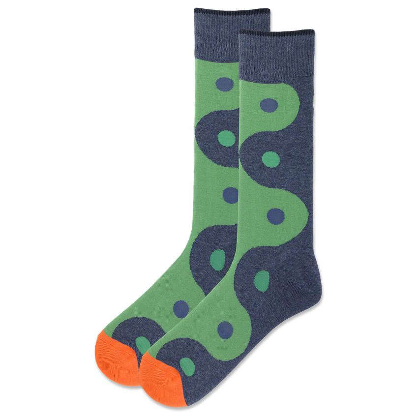 k. bell socks HOTSOX Men's Yin Yang Crew Socks Blue