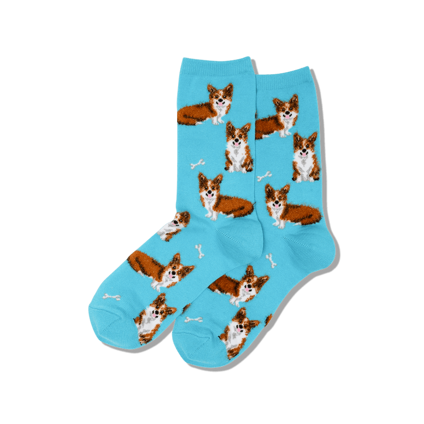 k. bell socks HOTSOX Women's Corgi Crew Socks Aqua