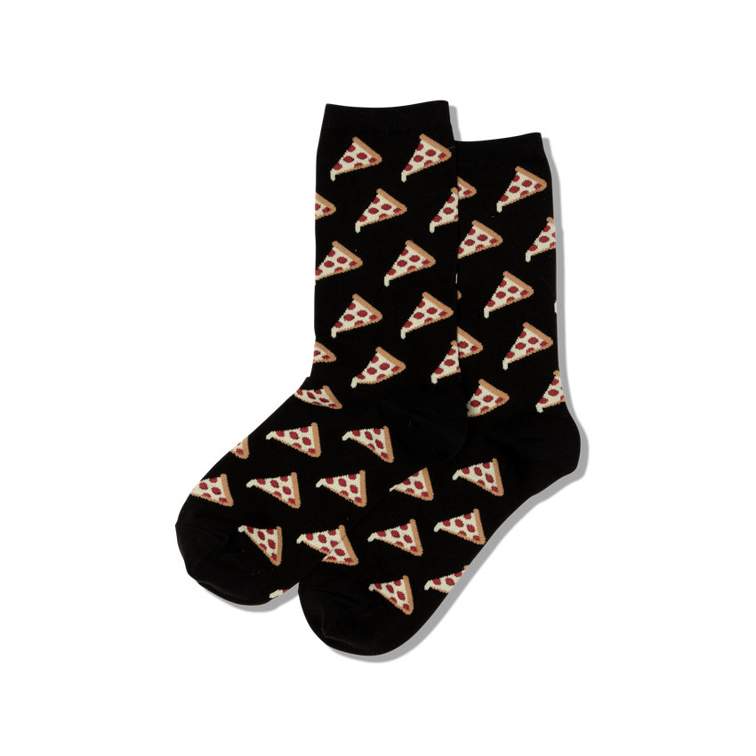 k. bell socks HOTSOX Women's Pizza Crew Socks Black