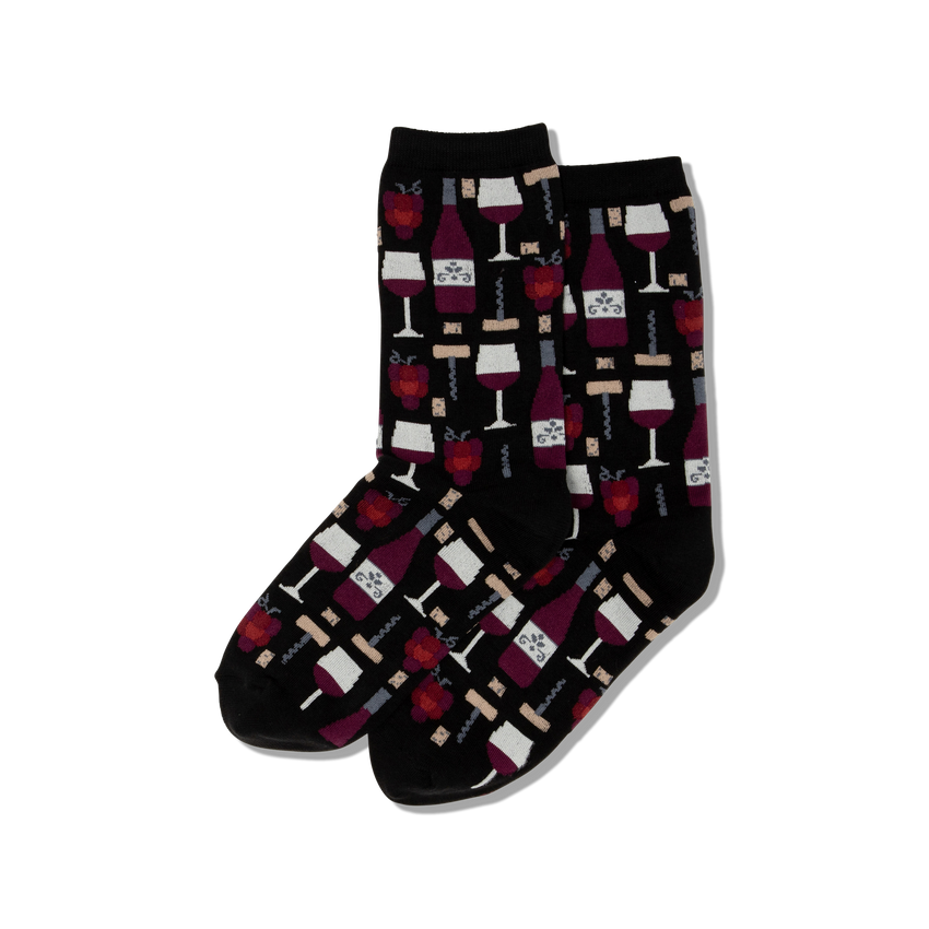 k. bell socks HOTSOX Women's Wine Crew Socks Black